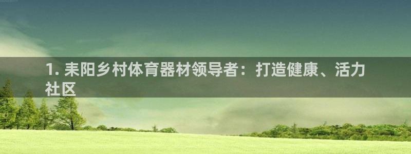 极悦平台代理电话：1. 耒阳乡村体育器材领导者：打造